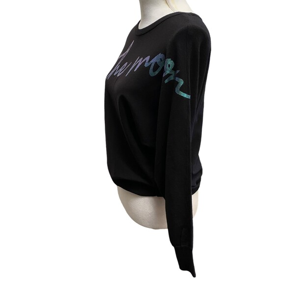 BAR III - Foil Print To the Moon Pullover Crop Sweater Size Small - Picture 2 of 6